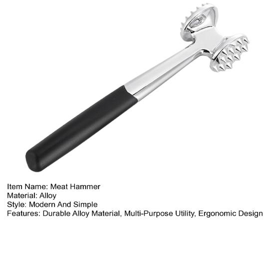 Meat Tenderizer Hammer with Anti-Slip Handle Dual-Sided Mirror Polished Comfortable Grip Pounder Heavy Duty Pounder Tool for Steak Fish