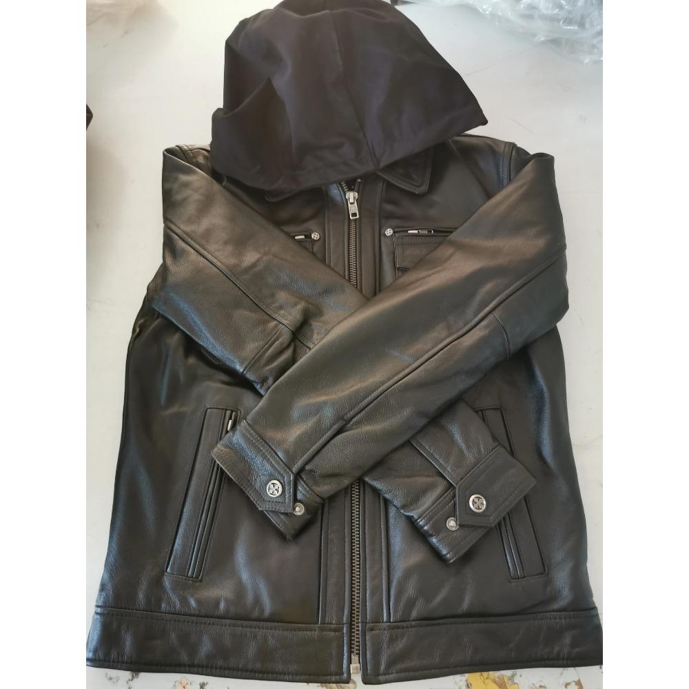 Chinese Size Men Genuine Leather Jacket Quilted Hood Removable 100% Cowhide Coat Genuine Leather Jackets Man Winter Coat Warm Clothing