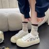 Парусиновые туфли женские 2024 новые осенние граффити печенье платформа тренд студенческие универсальные повседневные спортивные туфли для сноуборда женские