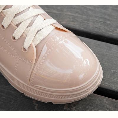 Высокие женские резиновые сапоги, женская обувь на платформе, водонепроницаемые женские резиновые сапоги, нескользящие резиновые сапоги, уличные повседневные ботинки на шнуровке