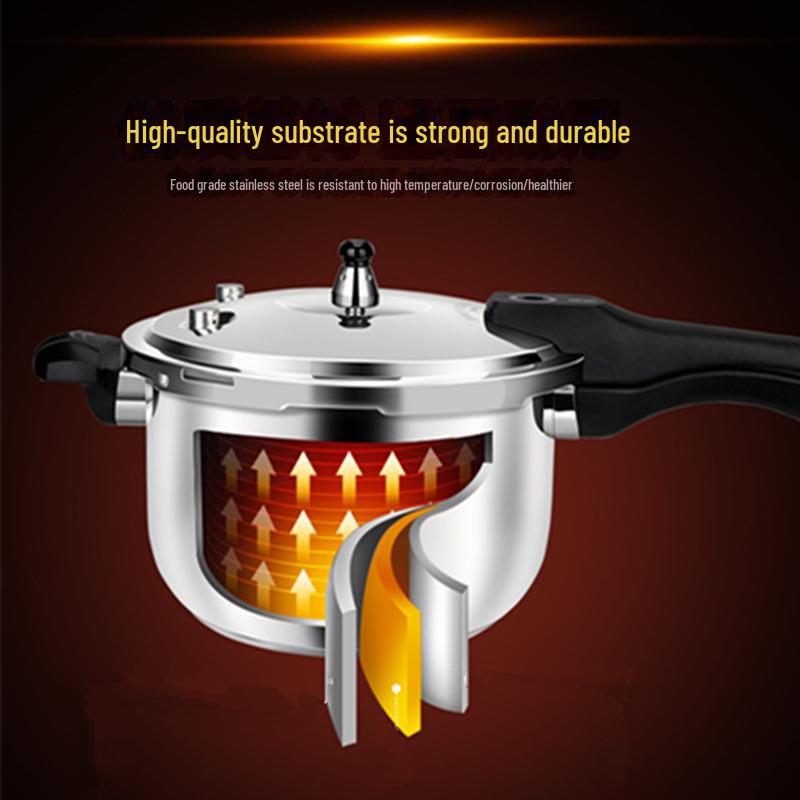 Durable 304 Stainless Steel Pressure Cooker for Gas, Open Flame, and Induction Cooktops