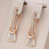 1 пара сережек-капель из розового золота с геометрическим дизайном и цирконием для женщин, модные повседневные ювелирные украшения в подарок