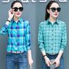 Клетчатая рубашка для женщин, сто женщин, топы, свободная ретро рубашка с длинным рукавом с гонконгским вкусом