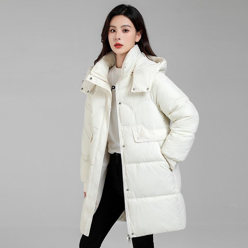 Down Cotton-padded Clothes Women's Medium and Long Winter New Loose Thickened Cotton-padded Clothes Casual Women's Cotton-padded Jacket