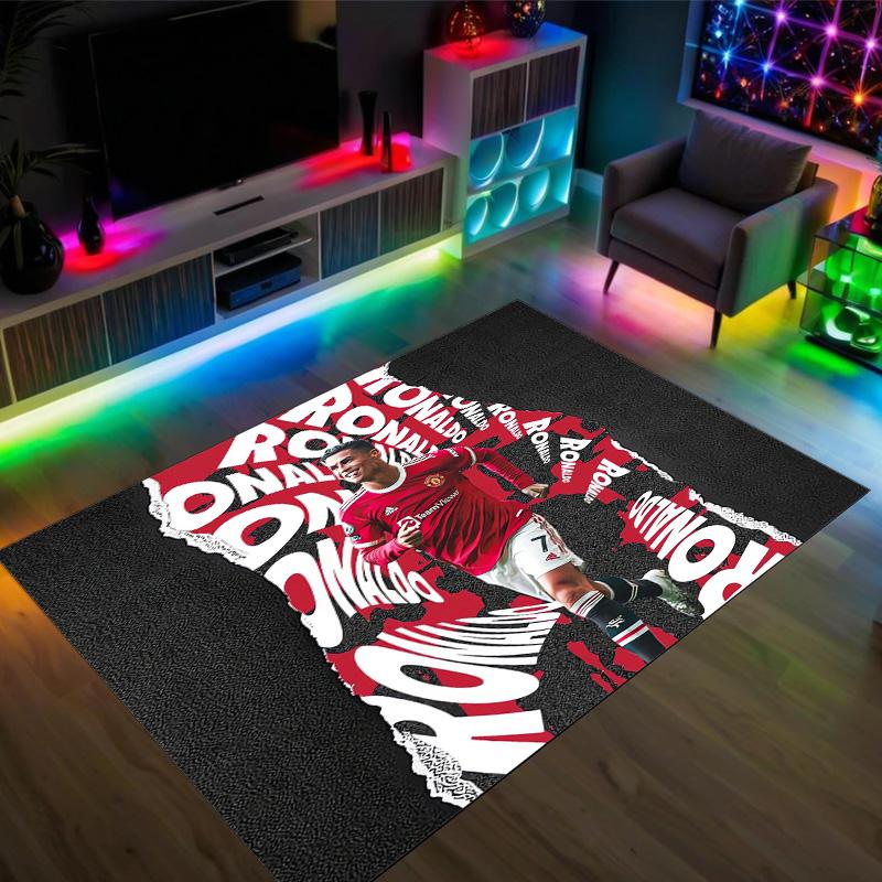Cristiano Ronaldo Design Crystal Velvet Carpet Cozy Non?Slip Printed Rug For Bedroom Living Room Entrance