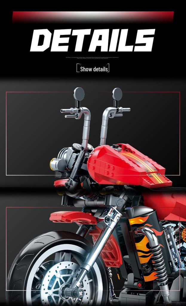 MG09 Модель мотоцикла Harley Строительные блоки для взрослых