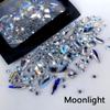 180pcs AB Flatback Glass Nail Art Rhinestones Multi-shape Mixed Diamond Gems Blue Purple Crystal Stones For DIY Nail Decoration