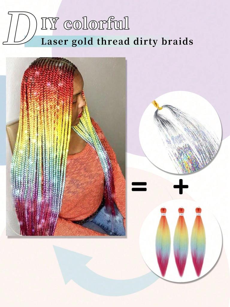 Синтетические предварительно растянутые плетеные волосы, длинная коса, 30 дюймов, разноцветные серебряные нити, мерцающие плетеные волосы, накладные крючком, скрученные косы