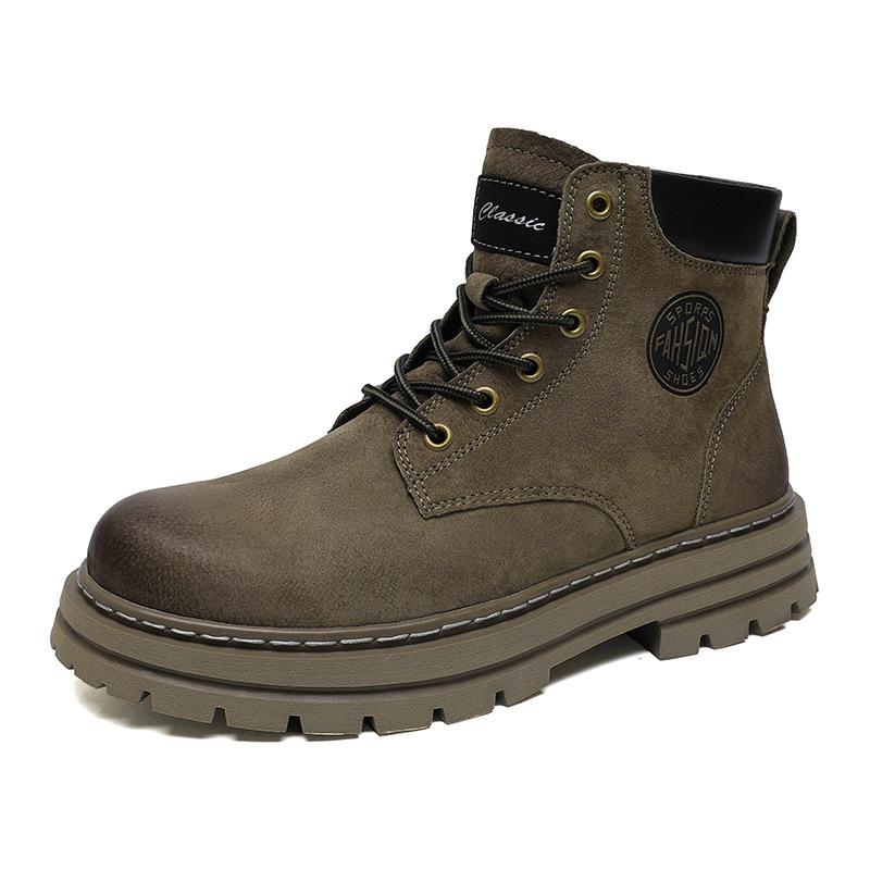 Martin boots popular big yellow boots women's leather high top thick bottom heightening casual versatile men's boots first layer pigskin
