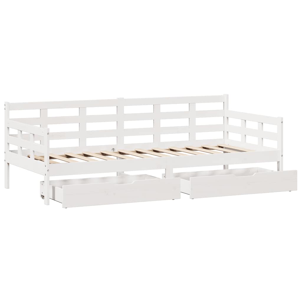 Кушетка с ящиками Белая 90x200 см Сосновая древесина
