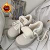 Модные женские винтажные кроссовки на платформе, на толстом каблуке, теплые пушистые кроссовки, повседневные беговые спортивные белые туфли