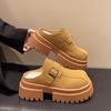 Suede Chunky Platform Women Mules Shoes Fashion High Heels Slippers 2025 Trend Winter New Brand Buckle Casual Femme Chaussures