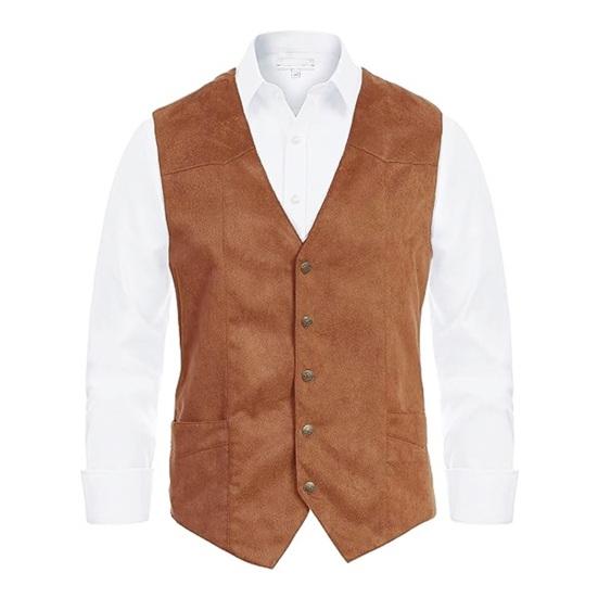 Мужской жилет с V-образным вырезом без рукавов, однобортный приталенный жилет с карманами, однотонный деловой жилет, пальто