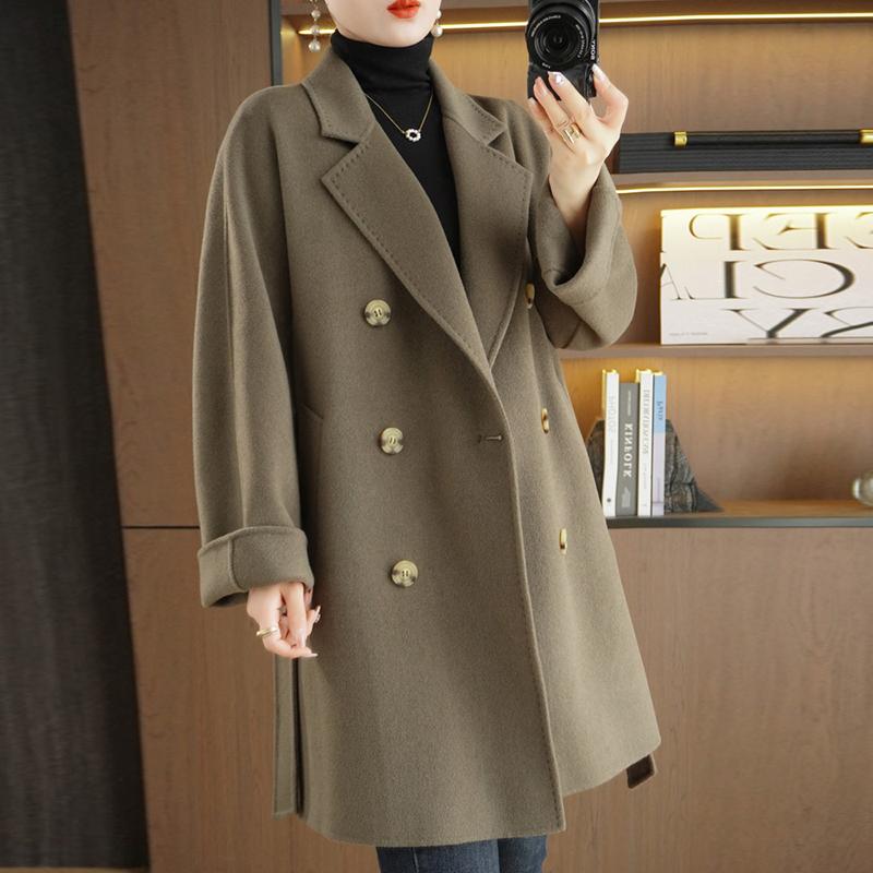 Женское пальто из 100% шерсти TIDENOVEL Осеннее шерстяное длинное пальто Ручной работы Пальто-бушлат Зимняя теплая шерстяная длинная куртка Пальто