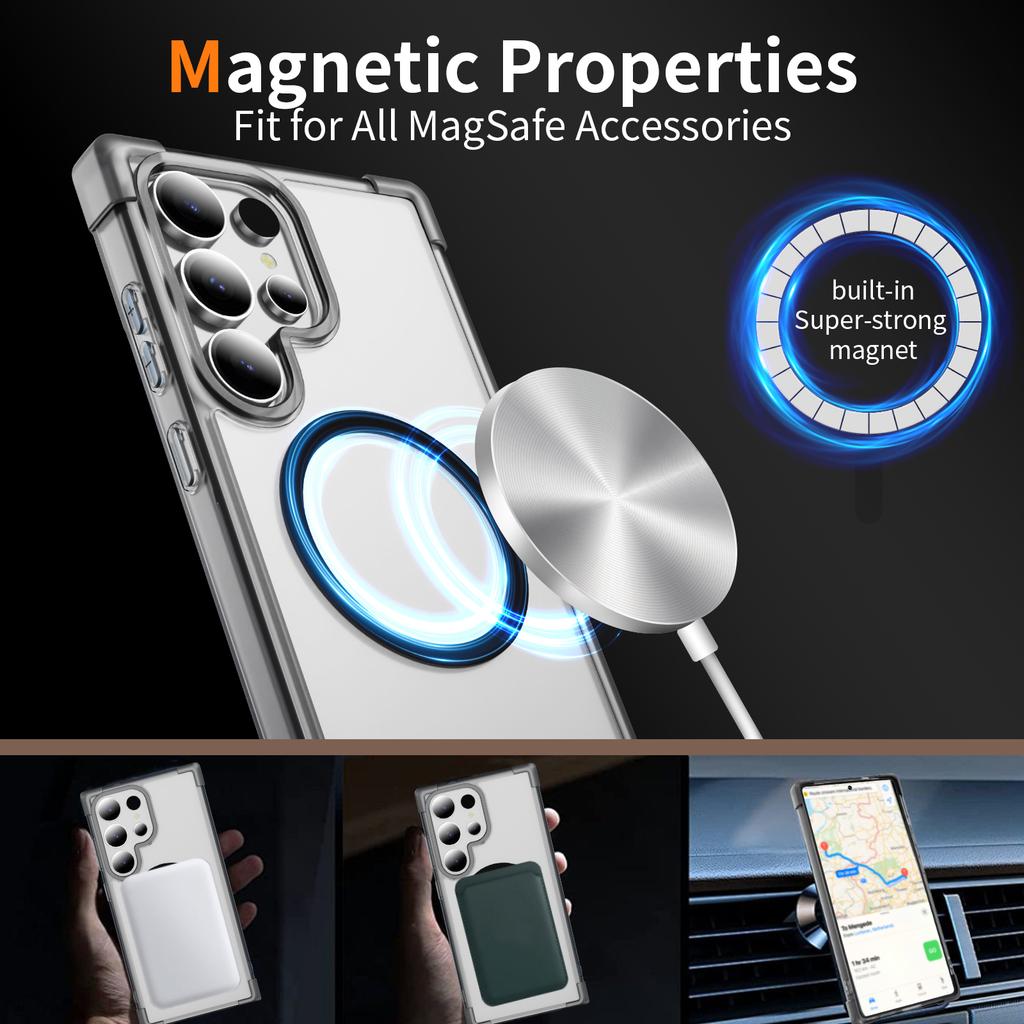 For Samsung Galaxy S24 Ultra Magnetic Case Reinforced Corners TPU + Acrylic Back Cover