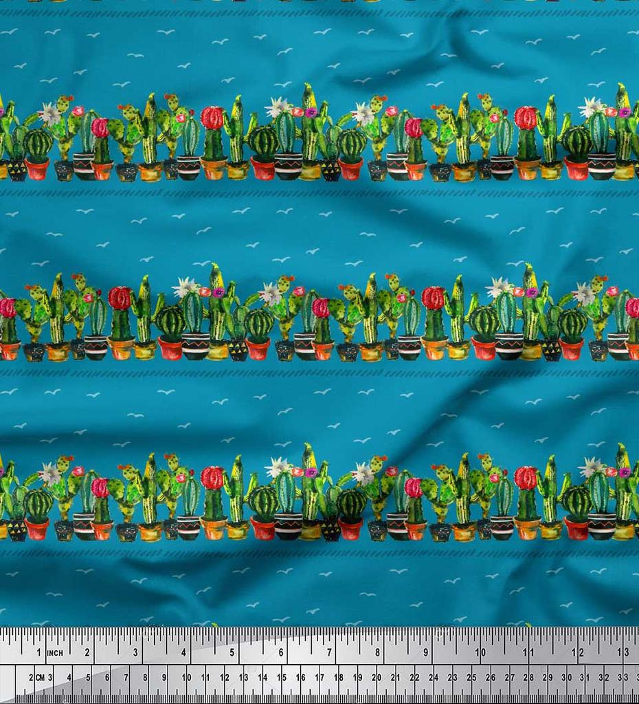 Soimoi Золотой поли креп-ткань кактус с конической тканью с принтом дерева в горшке на метр 42 дюйма