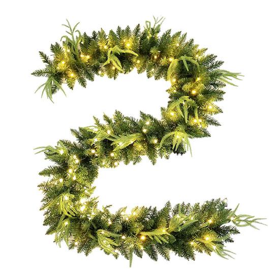 9 футов Рождественская кедровая гирлянда Реалистичная искусственная кедровая гирлянда Гибкая искусственная гирлянда из сосновых иголок