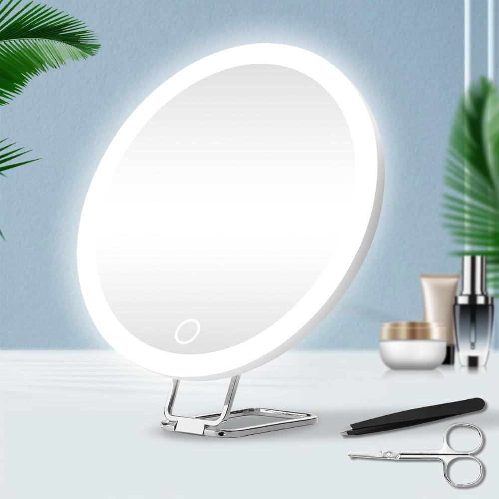 6-Inch Rechargeable LED Magnifying Fill Light: 360° Rotating Stand with 10x/20x/30x Magnification & Makeup Mirror