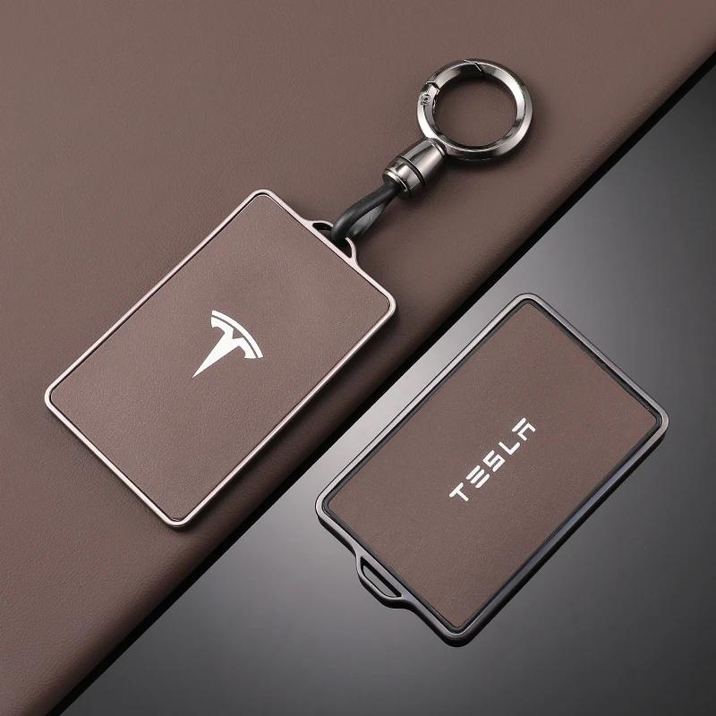 High Quality Leather Car NFC Key Case Shell Cover Fob for Tesla Model 3 S X Model Y Key Case Protector Holder Auto Accessories