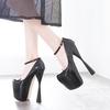 One Shoe Thick Heel Waterproof Table Single Shoe Nightclub Hate Sky High 19cm Extra Large Size 48 Size Women's Shoes