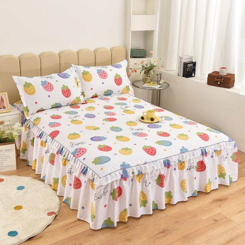Новая хлопковая юбка-кровать с корейским принтом, хлопковая юбка-кровать, покрывало, одноместное, двойное, предметы домашнего обихода