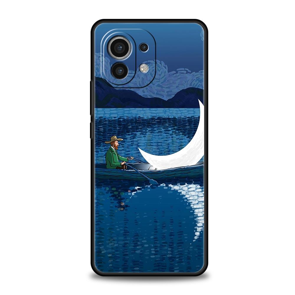 Чехол для телефона для Xiaomi Mi 14 13 12 11 Lite 13T 12T 11x 11T 10T Pro 9T Note 10 Lite Мягкий черный чехол Ретро Масляная картина Ван Гога