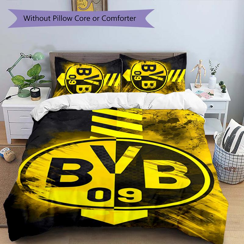 3pcs Football club logo pattern bedding set duvet cover set includes duvet cover &pillowcases,perfect all season bedroom decoration&gift