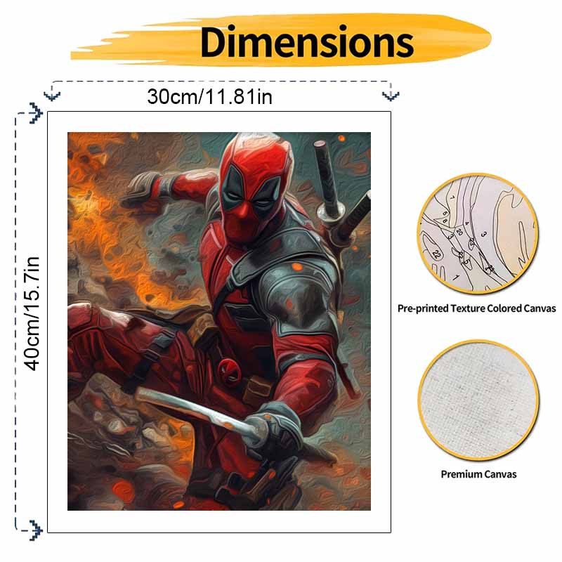 Deadpool Oil Art Painting Kit Home Wall Decor Handmade Gift For Movie Fans Action Character Canvas Portrait DIY Craft Unique Wall Art Set