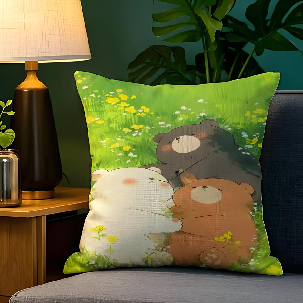 Cute cartoon animal girl decor  Pillow Case Natural Linen Pillow Case DoubleSided Decor Sofa Pillowcase Home Decor