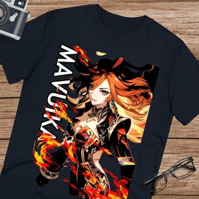 Аниме Мавуика Genshin Impact Футболка Размер S 4xl Черный Размер S 4xl