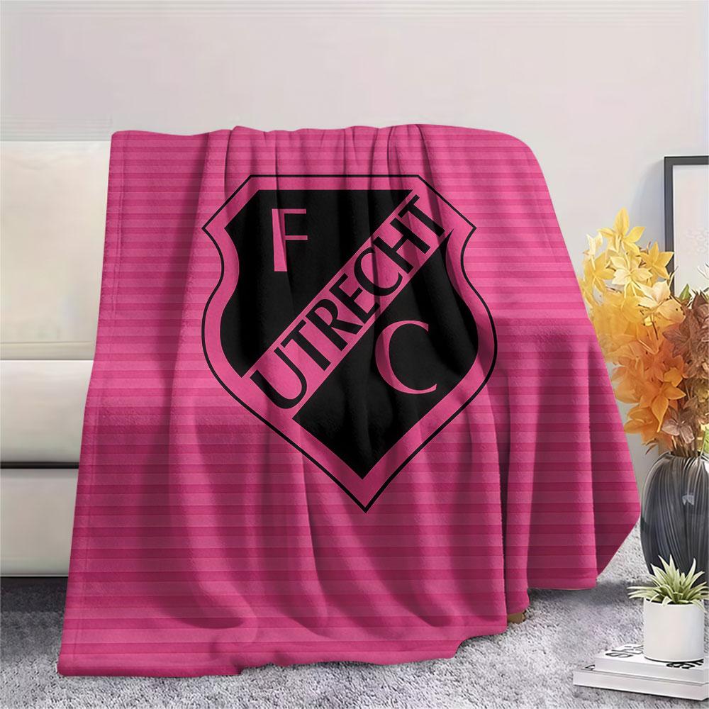 FC Utrecht Printed Flannel Blanket, soft throw for bedroom sofa, washable,soccer fan merchandise, great gift.