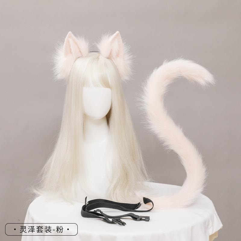 Кошачьи ушки кошачий хвост косплей украшения ручной работы имитация ушей животных ободок хвост набор аксессуаров