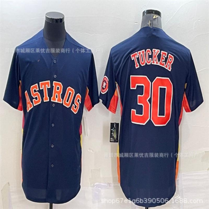 Houston Astros 27 30 44 35 Embroidered Baseball Jersey Button-up Sweatshirt Men Women