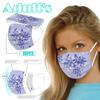 10pcs Flower Printing Adult Disposable Christmas Mask 3 Layer Earring Face Mask
