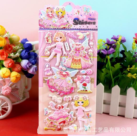 1Pcs Stickers Lovely Cartoon Girls 3D Kawaii Sticker Book Laptop Dress Up Stickers Kids Toys Pegatinas For Children Girl Gifts