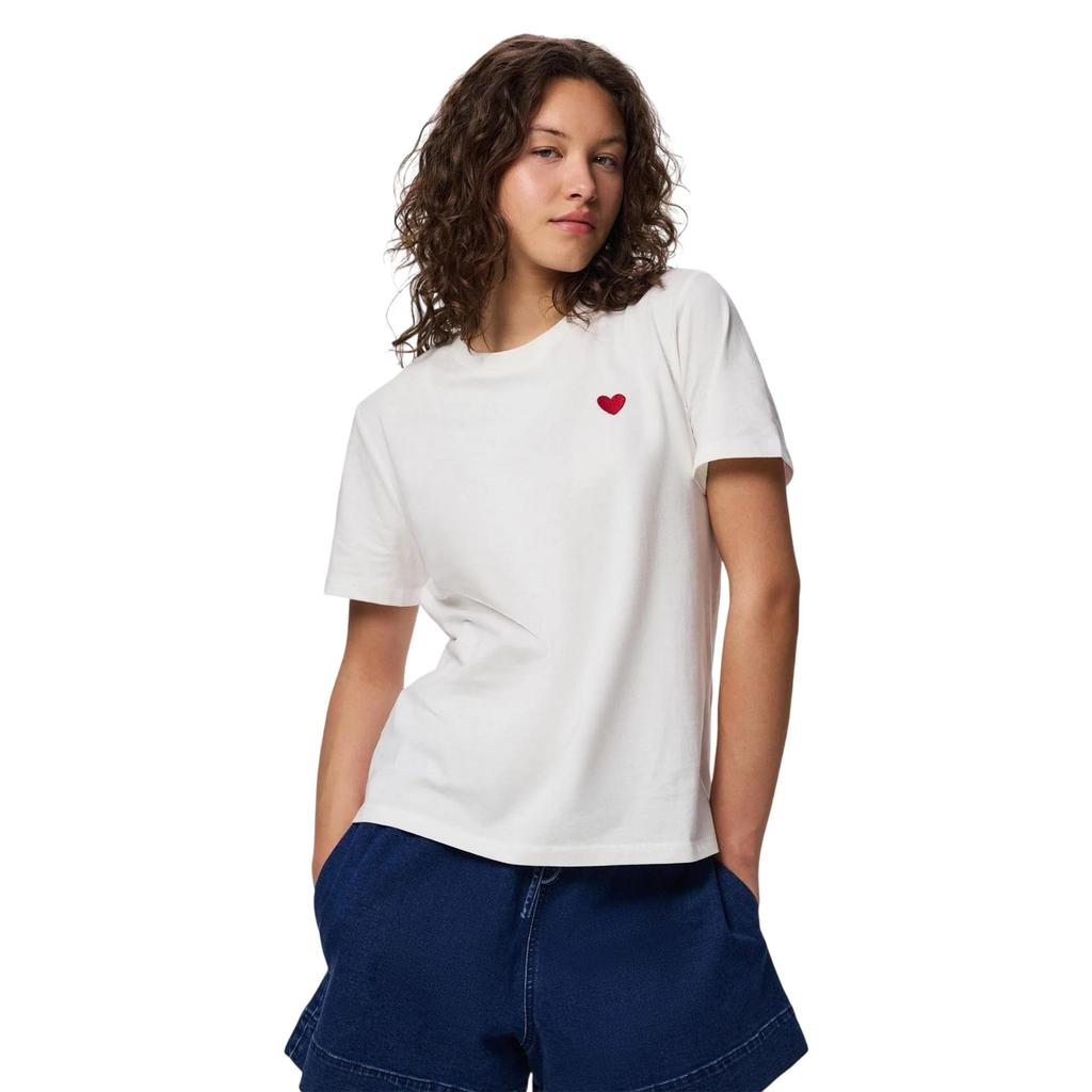 Pieces Womens/Ladies Mila Heart Short-Sleeved T-Shirt