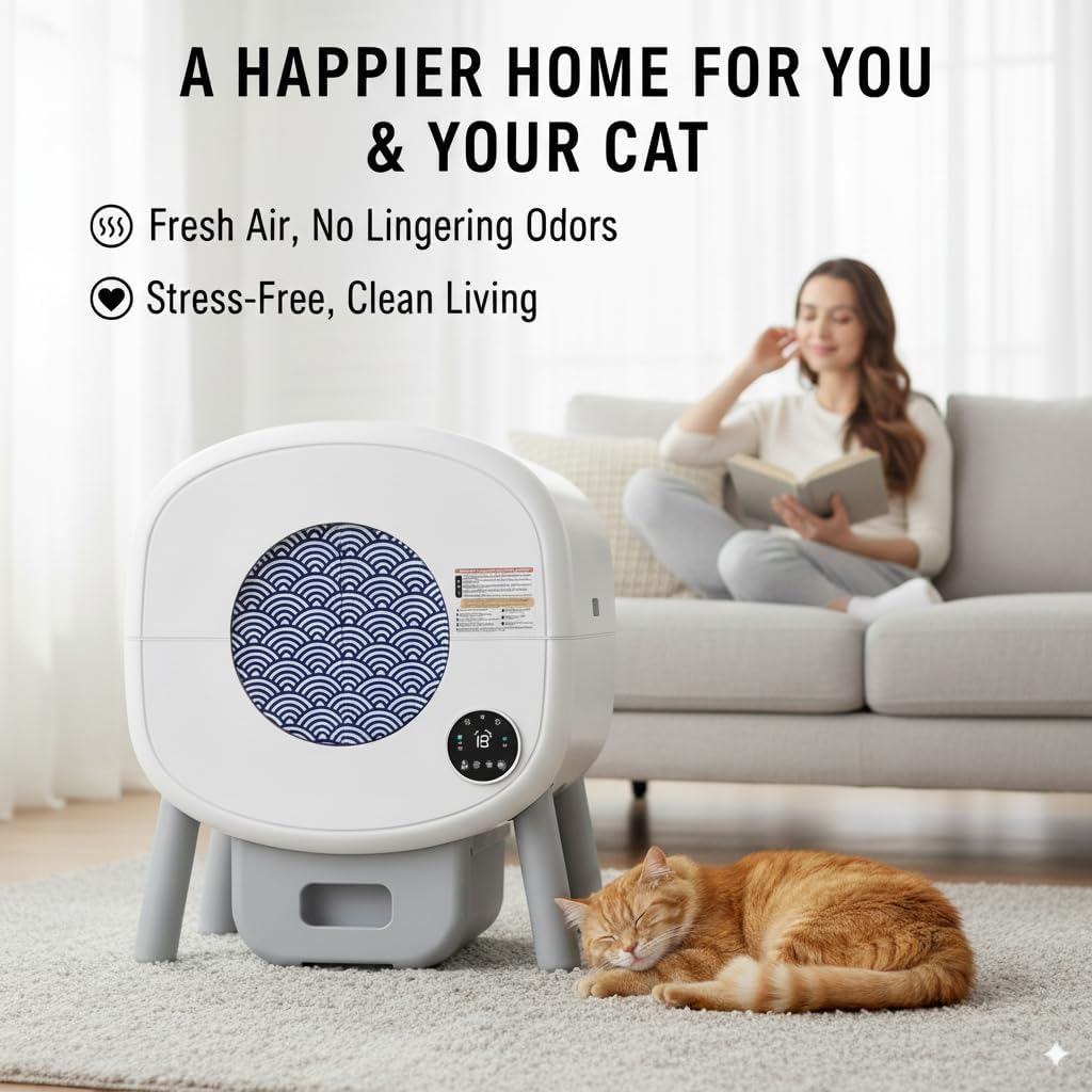 Умный туалет для кошек с дверцей для уединения - Занавеска для контроля запаха и следов для автоматических кошачьих туалетов - Подходит для круглых отверстий диаметром 10 дюймов - Простая установка