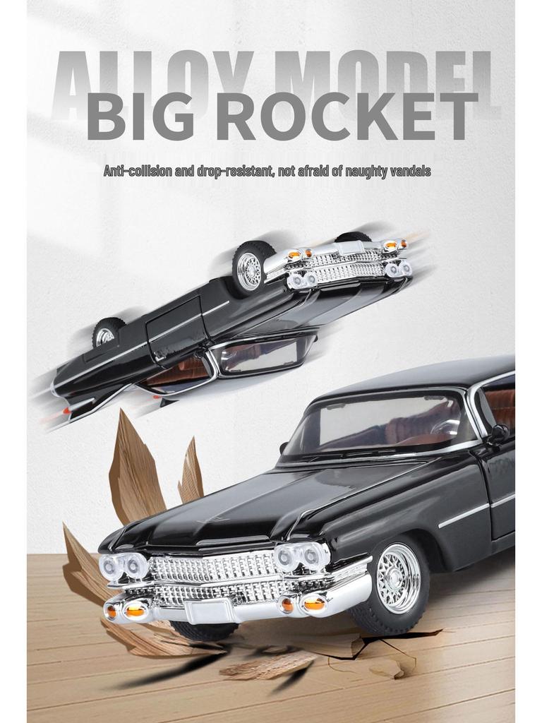 В упаковке 1:32 Ретро-модель автомобиля Cadillac Rocket из сплава со звуком и светом, Игрушка-орнамент с механизмом pull-back.