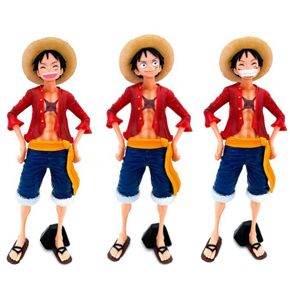 28 см Аниме Фигурка One Piece Уверенный Улыбающийся Луффи Три Формы Сменное Лицо Фигурка Действия Кукла ПВХ Модель Игрушки Коллекция Подарки
