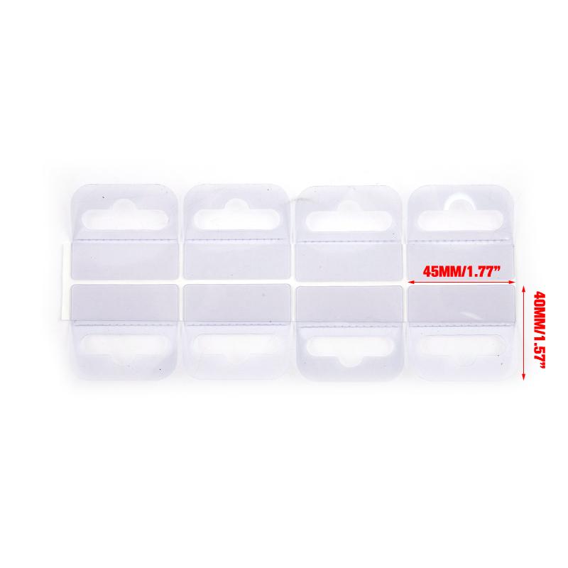 100Pcs Pvc Slot Hole Adhesive Hang Tabs Tag Merchandise Box Bag Peghooks Display