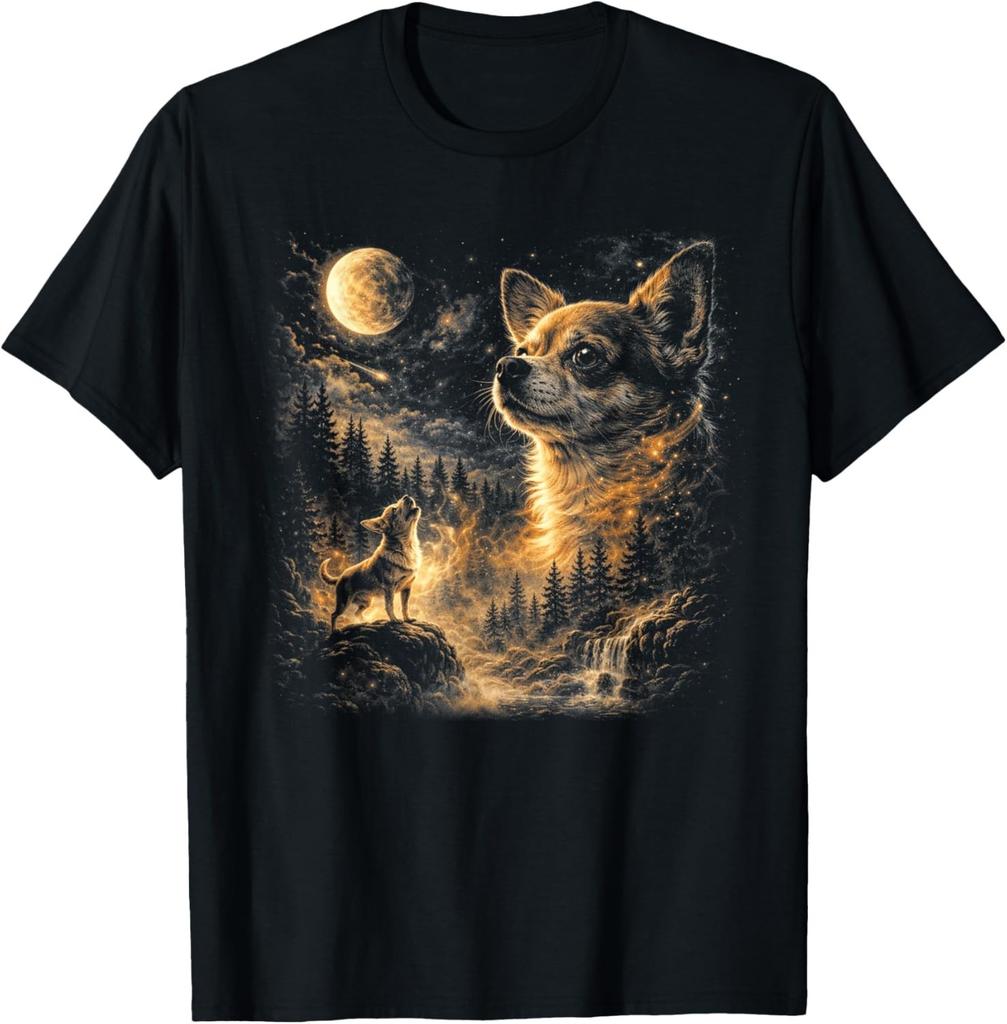 Chihuahua Howling to The Moon Vintage 90s Retro Animal T-Shirt UNISEX S-3XL