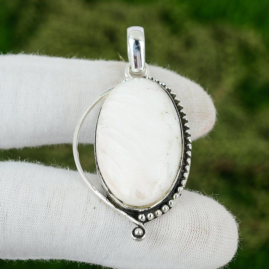 Натуральный кулон из сколецита, серебро 925 пробы, индийские украшения для девочек