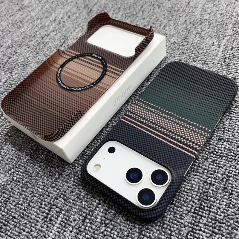 Чехол из поликарбоната с рисунком «карбон-кевлар» для iPhone 17 Air 16 Plus 15 14 13 12 Pro Max, противоударный, ультратонкий, с магнитной крышкой для Magsafe