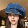Newsboy Octagonal Cap Vintage Peaked Hat Korean Washed Denim Beret Outdoor