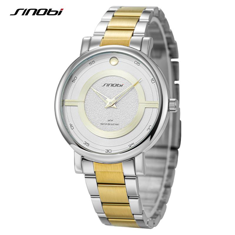 SINOBI Top Brand Luxury Men Quartz Watches Men Fashion Sports Watches Waterproof Stainless Steel Business Male Wristwatch Clock