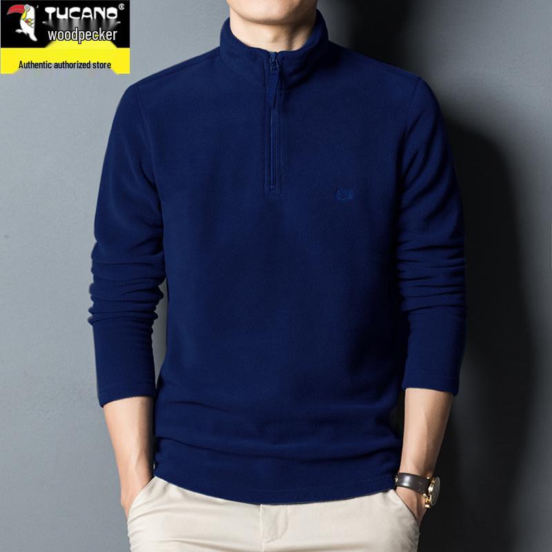 Men's Autumn/Winter Woodpecker Polartec Half-High Collar Zipper Fleece Hoodie