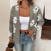 Women's New Autum And Winter Flower Pattern Button Front Cardigan Sweater Coat