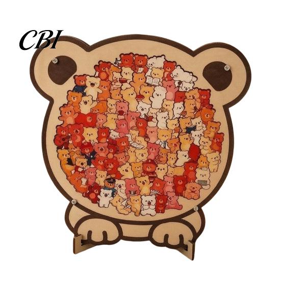 Educational Puzzle Toy Wooden Animal Jigsaw Puzzle, Dog Bear Theme Difficult Challenge Game, Kids Adults for Desk Decoration