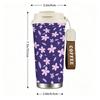 Cute Purple Floral Print Stainless Steel Insulated Coffee Tumbler Vacuum Travel Mug Reusable Cup for Office School Gift Idea