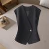 Women Waistcoat Solid V-Neck Sleeveless Single Suit Color Breathable Versatile Formal